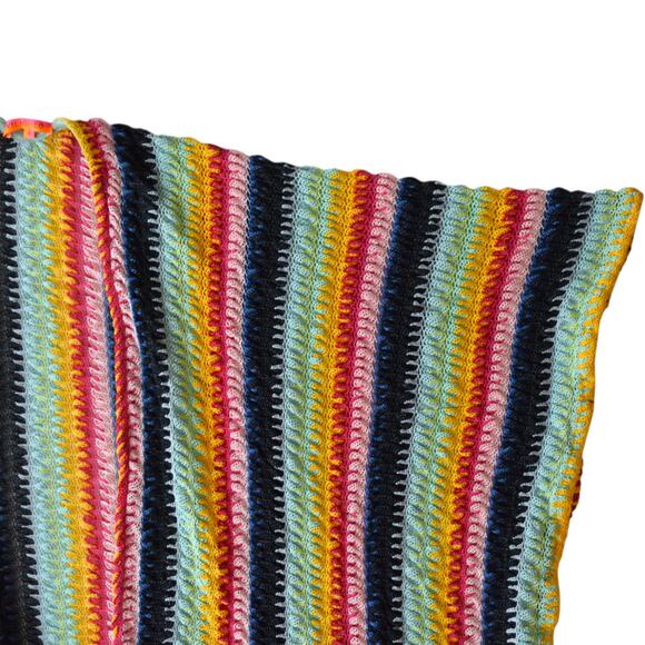 Vilagallo Colorful Striped Crochet Knit Swimsuit Coverup Cardigan Size Small - Picture 4 of 6